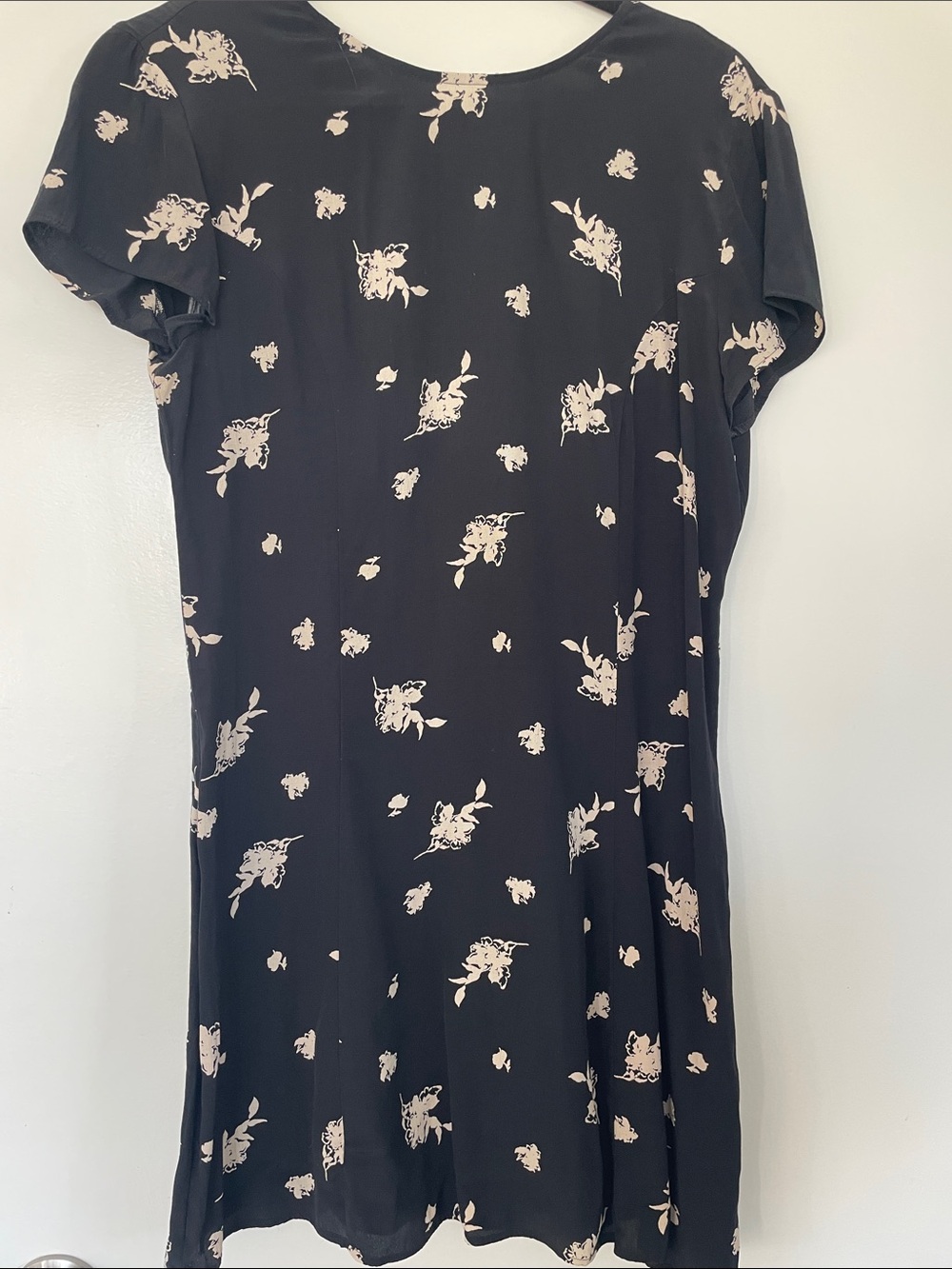 Something Navy Black Mini Dress with Cream Floral Print